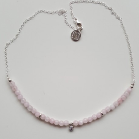Colgante de plata y ágatas  rosas  y circonita de la colección Primera Comunión de la joyería online PlataScarlata PSP52041