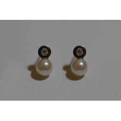 Pendientes de plata tu y yo con perla y circonitas   de las joyas Primera Comunión de la joyería online PlataScarlata TEP53014