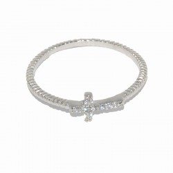 Anillo de plata y cruz de circonitas de la firma de joyas de plata para mujer The Essentials TEP51014