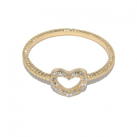 Anillo de plata chapado de oro con corazón de circonitas de la colección de joyas de plata paara mujer The Essentials TEO51015