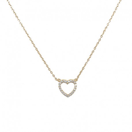 Colgante de plata chapado de oro con corazón de circonitas de la firma de joyas de plata para mujer The Essentials TEO52014