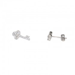 Pendientes de plata y circonitas con motivo de llave de la colección de joyas para mujer The Essentials  TEP53006
